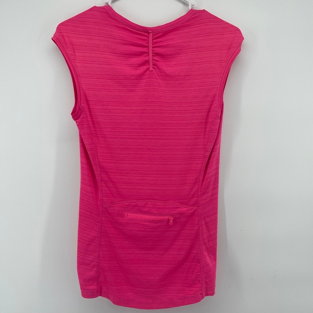 Athleta Top Half‎ Zip Ruched Sleeveless Athletic Shirt Hot Pink XS - Picture 6 of 6